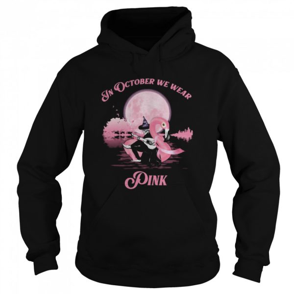 Flamingo in october we wear pink breast cancer awareness shirt