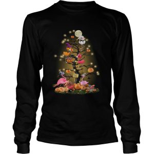 Flamingos tree happy Halloween shirt