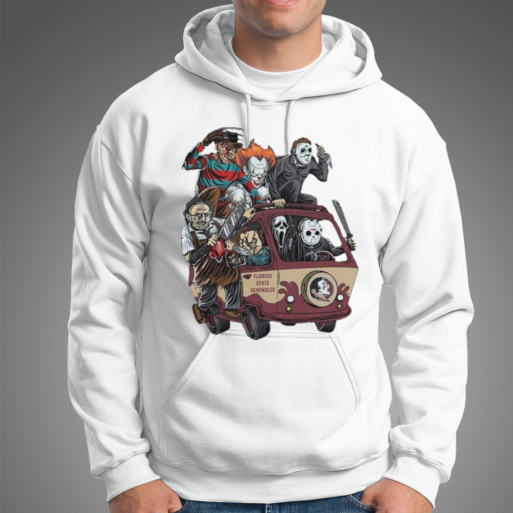Florida State Seminoles Horror Movies Characters Bus Halloween 2023 T-Shirt Florida State Seminoles Horror Movies Characters Bus Halloween 2023 T-Shirt