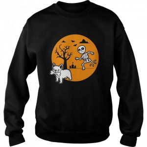French Bulldog Dog Skeleton Bone Halloween Costume Sunset T-shirt