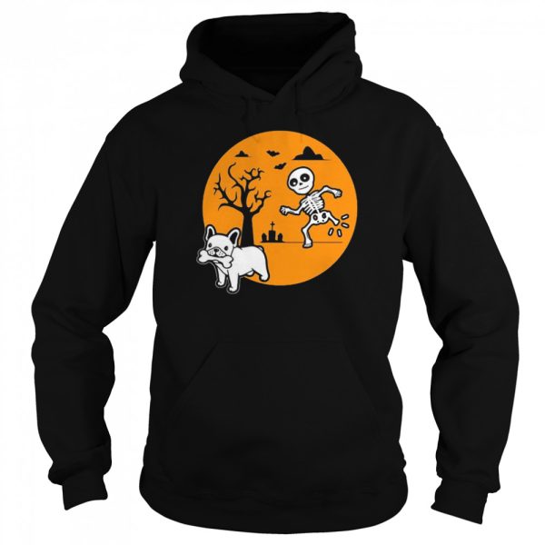 French Bulldog Dog Skeleton Bone Halloween Costume Sunset T-shirt
