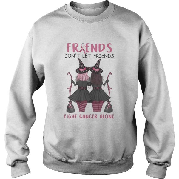 Friends Dont Let Friends Fight Cancer Alone Breast Cancer Awareness Witch Halloween shirt