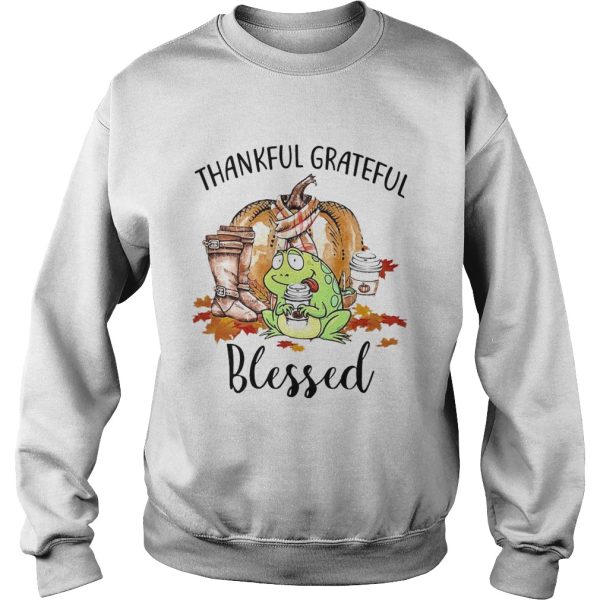 Frog Thankful Grateful Blessed Autumn Fall shirt
