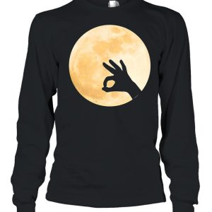 Full Moon Okay Hand Sign Ok Symbol Lunar Phase T-shirt