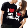 Funny Couple T-Shirt I Love My Girl And Boy