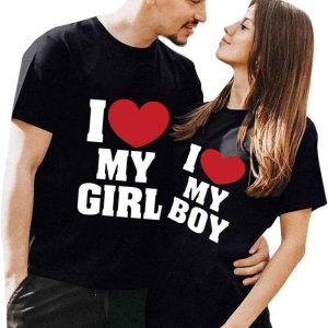 Funny Couple T-Shirt I Love My Girl And Boy