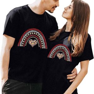 Funny Couple T-Shirt Rainbow Heart