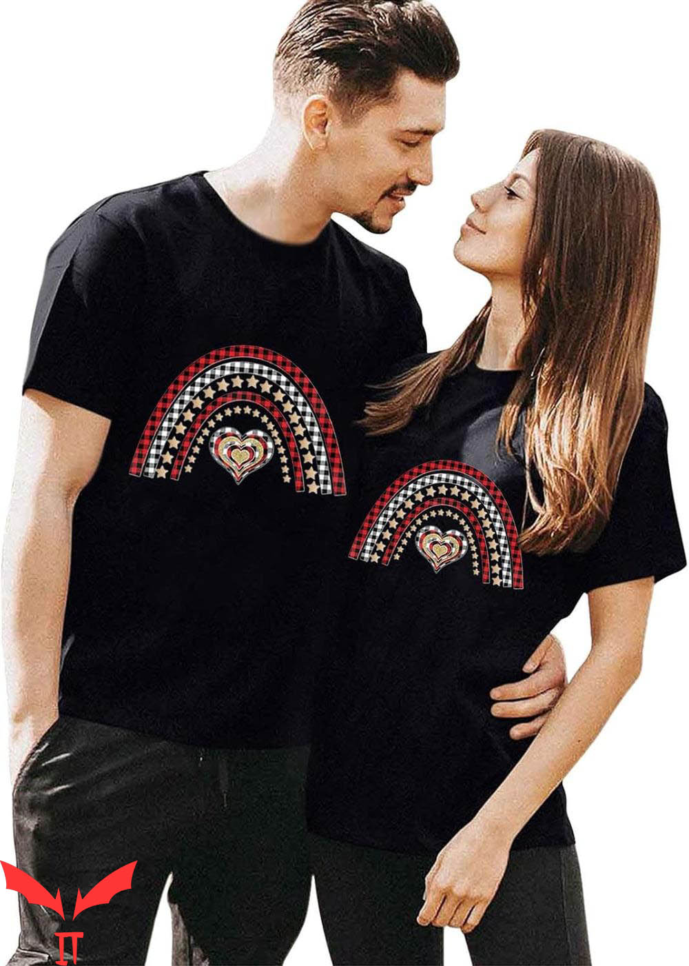 Funny Couple T-Shirt Rainbow Heart Funny Couple T-Shirt Rainbow Heart