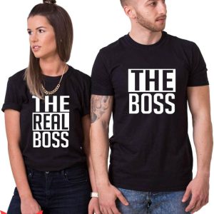 Funny Couple T-Shirt The Boss And The Real Boss