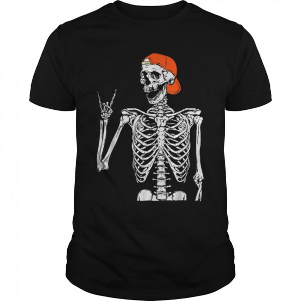 Funny Halloween Punk Rocker Skeleton Hand Rock On Costume T-Shirt