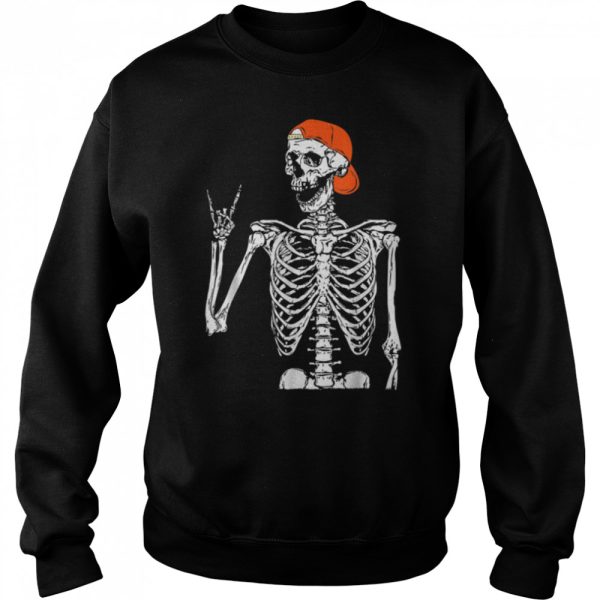 Funny Halloween Punk Rocker Skeleton Hand Rock On Costume T-Shirt