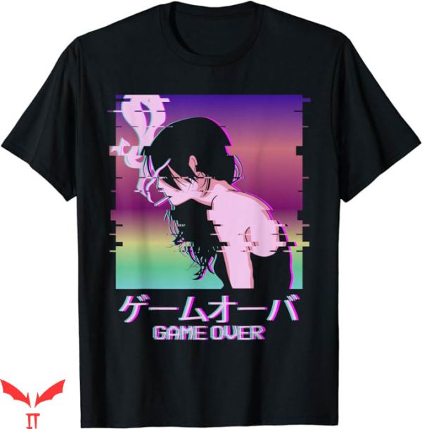 Game Over T-Shirt Japanese Vaporwave Sad Anime Girl Game Tee
