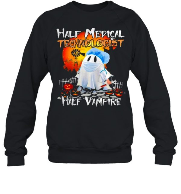 Ghost Half Medical Technologist Half Vampire Halloween T-shirt