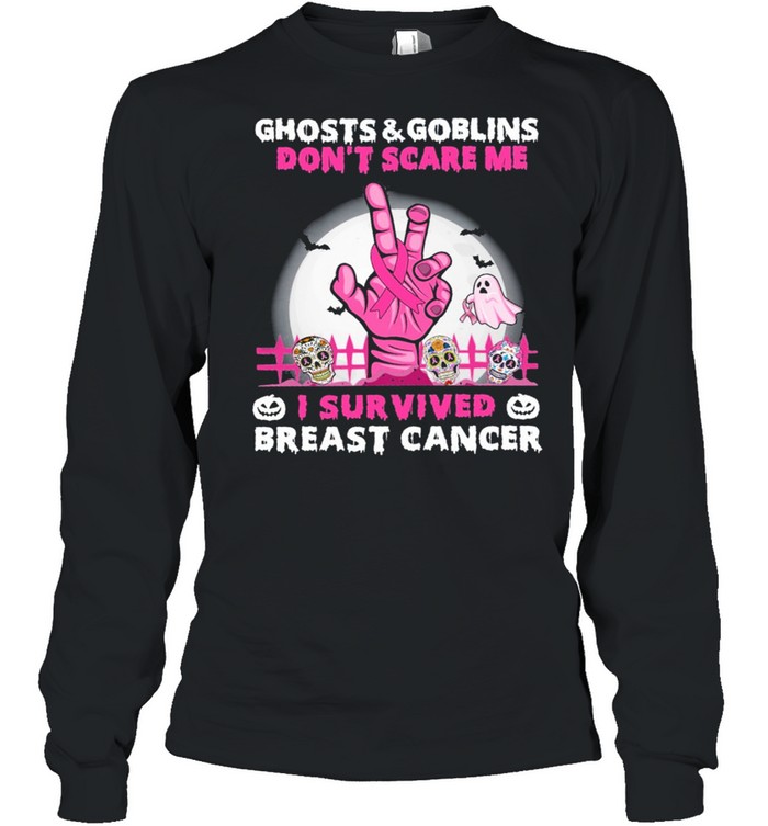 Ghost and Goblins dont scare me I survived Breast Cancer Halloween shirt Ghost and Goblins dont scare me I survived Breast Cancer Halloween shirt