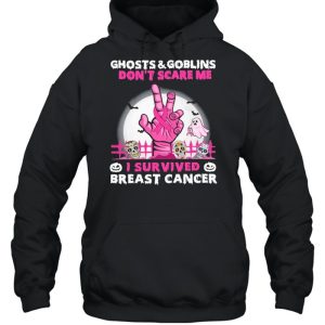 Ghost and Goblins dont scare me I survived Breast Cancer Halloween shirt 3