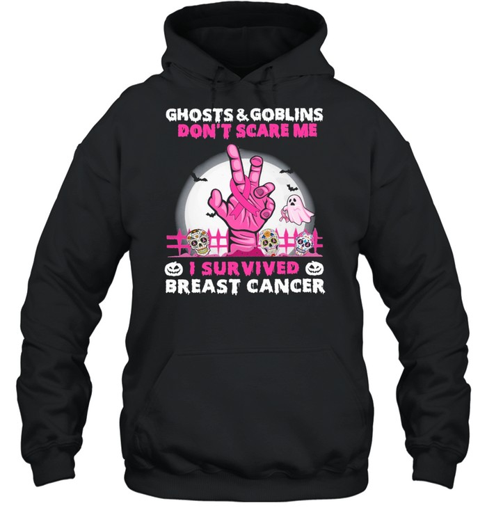 Ghost and Goblins dont scare me I survived Breast Cancer Halloween shirt Ghost and Goblins dont scare me I survived Breast Cancer Halloween shirt