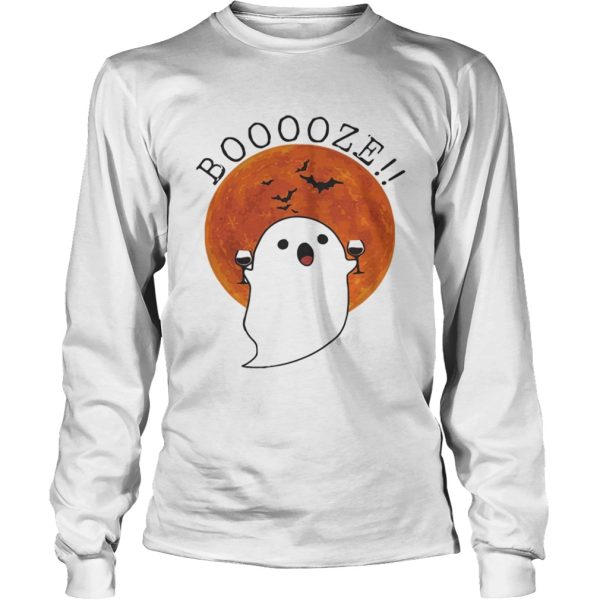 Ghost drinking wine booze Moon Haunted Halloween shirt