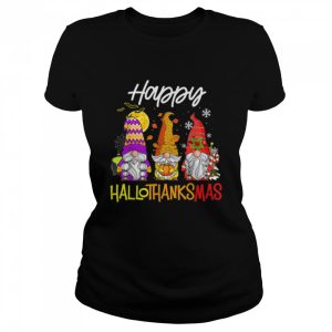 Gnomes Hallothanksmas Halloween Thanksgiving Christmas T-Shirt