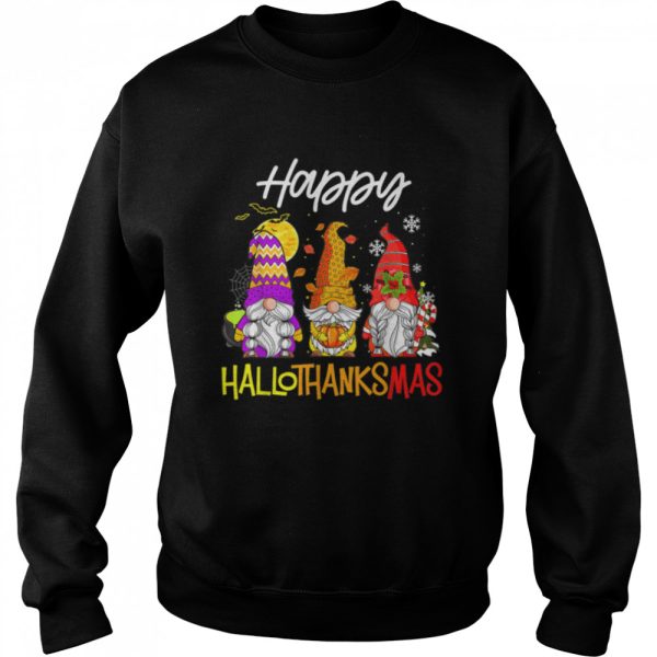 Gnomes Hallothanksmas Halloween Thanksgiving Christmas T-Shirt