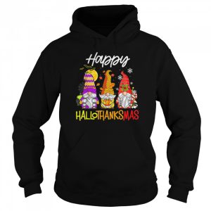 Gnomes Hallothanksmas Halloween Thanksgiving Christmas T Shirt B0BKK74NWJ 5