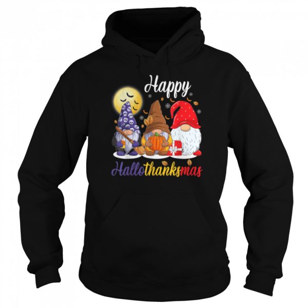 Gnomes Thanksgiving Halloween Christmas Happy HalloThanksMas T-Shirt