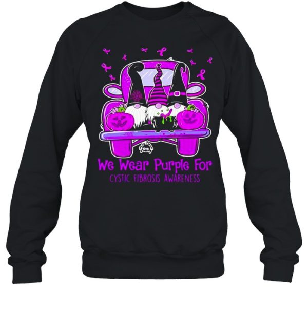 Gnomes cystic fibrosis awareness we wear purple for Halloween shirt