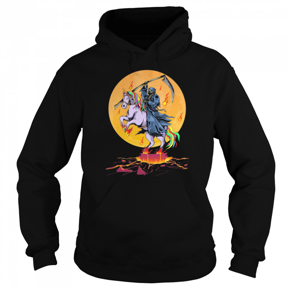 Grim Reaper With Unicorn Under The Moon Halloween Costume shirt Grim Reaper With Unicorn Under The Moon Halloween Costume shirt