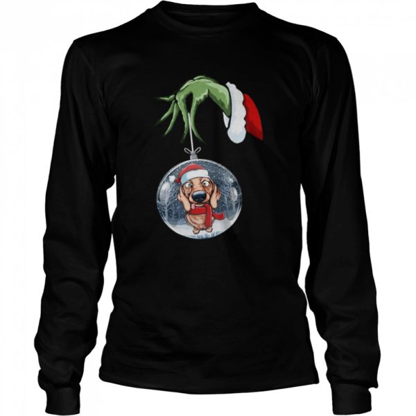 Grinch Hand Holding Dachshund Christmas Shirt