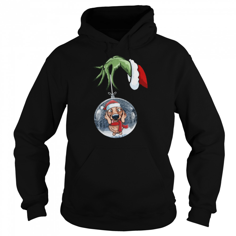 Grinch Hand Holding Dachshund Christmas Shirt Grinch Hand Holding Dachshund Christmas Shirt