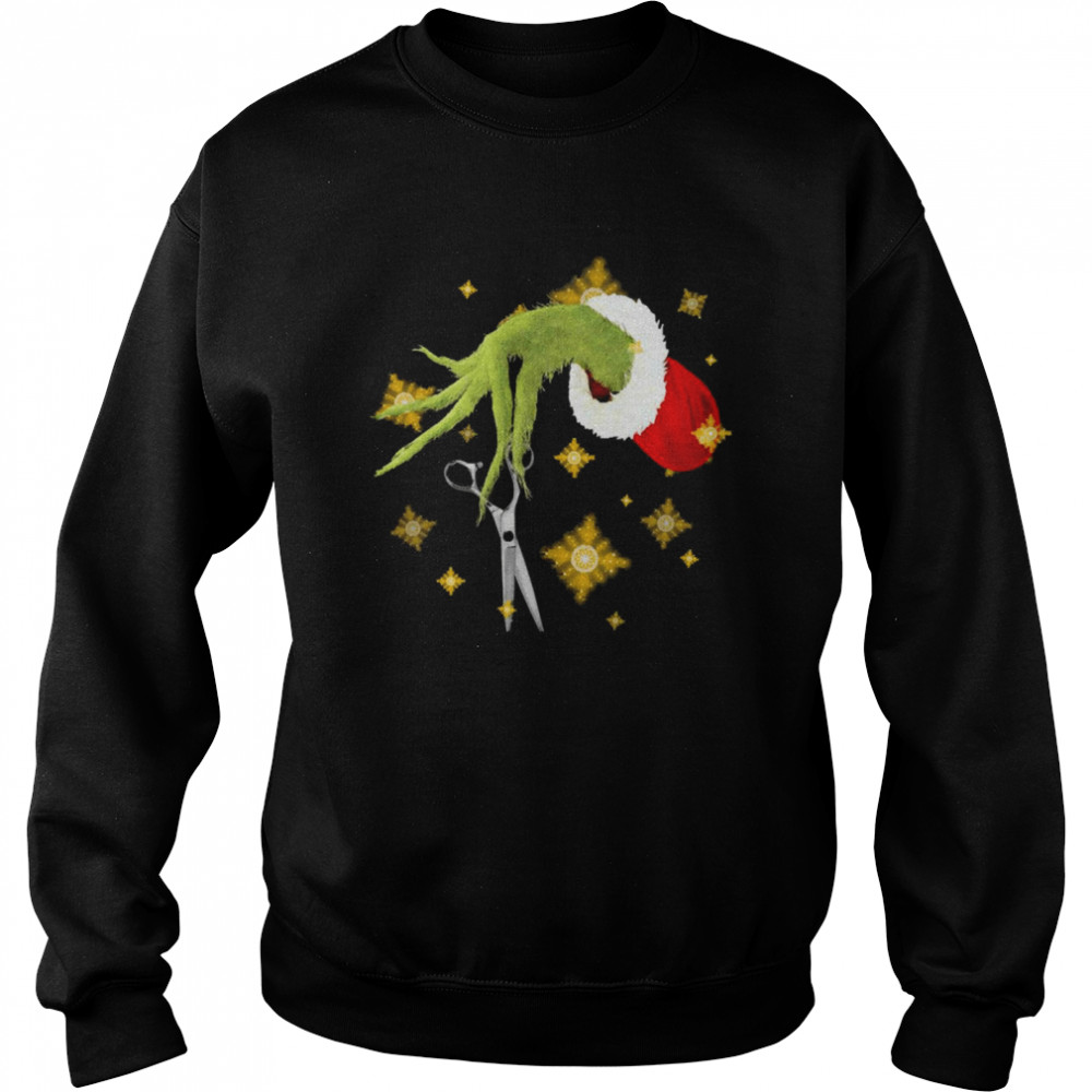 Hair Dresser Christmas Hand Grinch Sweater T-shirt Hair Dresser Christmas Hand Grinch Sweater T-shirt