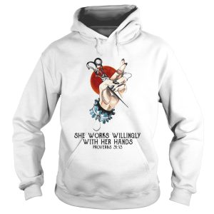 Hair stylist she works willingly with her hands shirt