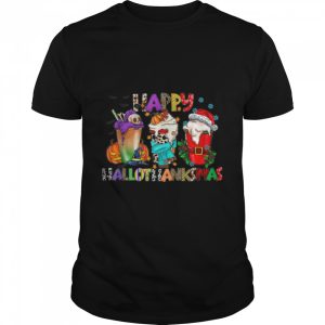 Hallothanksmas Halloween Christmas Thanksgiving Women Men T-Shirt