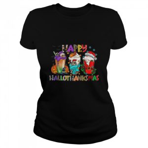 Hallothanksmas Halloween Christmas Thanksgiving Women Men T-Shirt