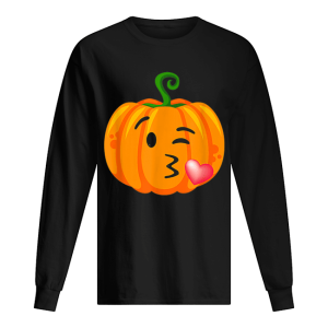 Halloween Adults Kid Blow Kiss Wink Emoji Pumpkin Face shirt