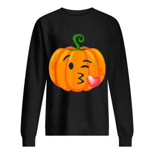 Halloween Adults Kid Blow Kiss Wink Emoji Pumpkin Face shirt
