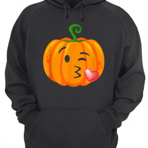 Halloween Adults Kid Blow Kiss Wink Emoji Pumpkin Face shirt 3