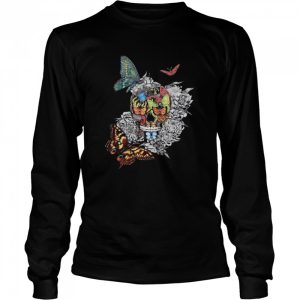 Halloween Artistic Rage Butterflies And Skull Tattoo Dia De Los Muertos shirt