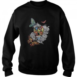 Halloween Artistic Rage Butterflies And Skull Tattoo Dia De Los Muertos shirt