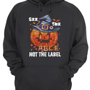 Halloween Autism awareness pumpkin See the able not the label shirt 3