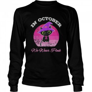 Halloween Cat In October We Wear Pink ribbon cat lovers shirt