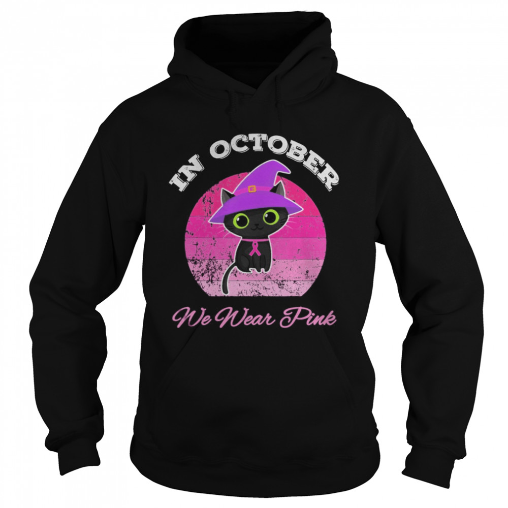 Halloween Cat In October We Wear Pink ribbon cat lovers shirt Halloween Cat In October We Wear Pink ribbon cat lovers shirt