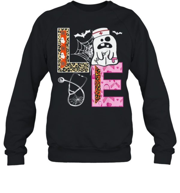 Halloween Costume Leopard Love Boo Nurse Spooky shirt
