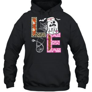 Halloween Costume Leopard Love Boo Nurse Spooky shirt 3