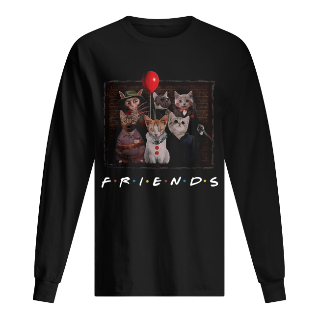 Halloween Friends TV Show cat in horror movie character shirt Halloween Friends TV Show cat in horror movie character shirt