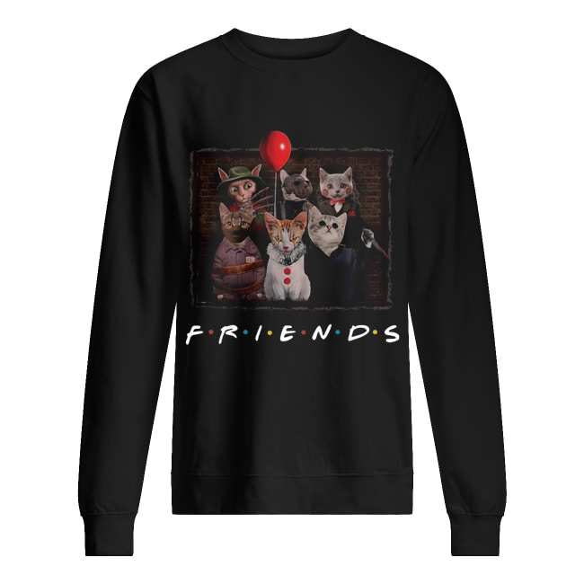 Halloween Friends TV Show cat in horror movie character shirt Halloween Friends TV Show cat in horror movie character shirt