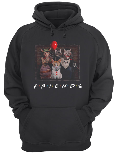 Halloween Friends TV Show cat in horror movie character shirt Halloween Friends TV Show cat in horror movie character shirt