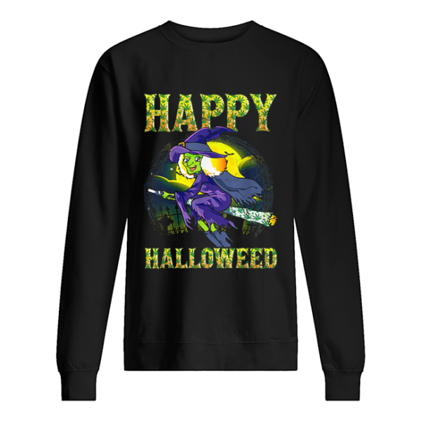 Halloween Happy Halloweed Witch Marijuana Weed 420 Women shirt