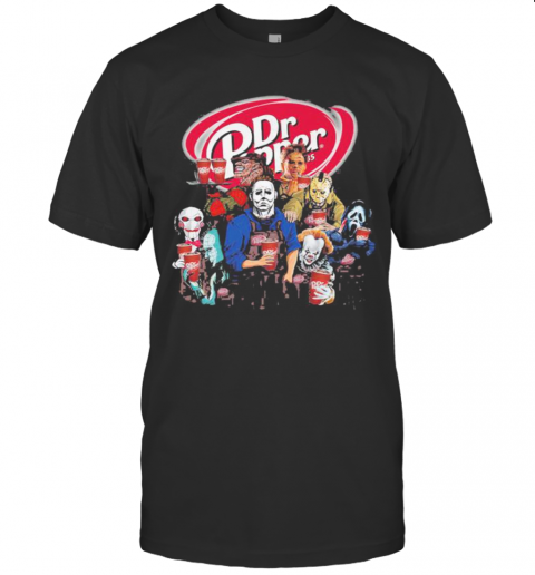 Halloween Horror Characters Dr Pepper Logo T-Shirt Halloween Horror Characters Dr Pepper Logo T-Shirt