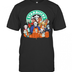 Halloween Horror Characters Starbucks Coffee T-Shirt