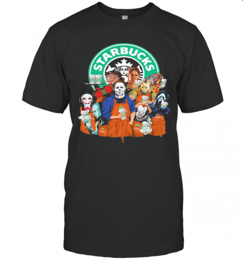 Halloween Horror Characters Starbucks Coffee T-Shirt Halloween Horror Characters Starbucks Coffee T-Shirt